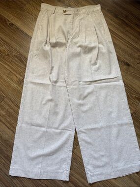 Banana Republic Wide-Leg Pleated linen Trousers Pants